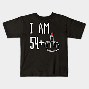 I Am 54 Plus 1 Middle Finger Funny 55th Birthday Kids T-Shirt